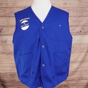 Menards Vest 2XL Blue Cotton Blend Collarless Snap Pockets Employee Uniform